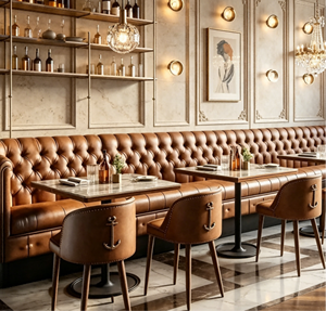 Conjunto de Muebles de Bar de Lujo Seleccionados, Estilo Europeo, para Cafetería, <span class=keywords><strong>Restaurante</strong></span>, con Sillas y Mesa para Café - Product Image 1
