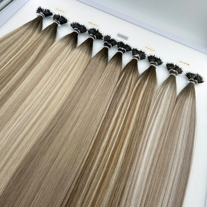 Nano Tip Extensions de <span class=keywords><strong>Cheveux</strong></span> Européennes Super Double Dessiné Balayage <span class=keywords><strong>Blond</strong></span> Clair Dimensionnel Mélange Couleur Prêt Stock - Product Image 1