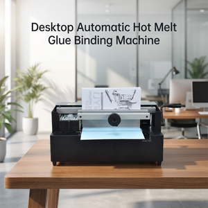 Máquina de encuadernación de pegamento de fusión en caliente de tapa dura de <span class=keywords><strong>libro</strong></span> de carpeta de pegamento automática de escritorio a precio de fábrica - Product Image 1