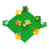DELO TOYS (17 couleurs) Briques de construction en vrac DIY, blocs ABS 1x1, plaque de briques ronde 1*1 avec bord fleuri (5 pétales) (N°24866)