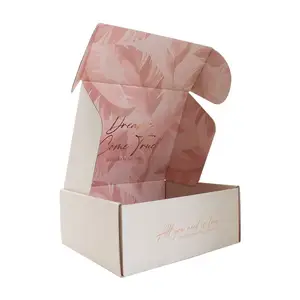 Hot sale fancy pink custom printing corrugated oem packaging clothes shipping paper gift box recyclable