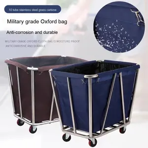 Hotel Collectie Linnen Kar Vierkant Recycling <span class=keywords><strong>Trolley</strong></span> Met Conische Roestvrij Staal Voor Wasruimte En Gastenservice - Product Image 1