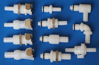 Raccord rapide en plastique POM blanc pour tuyau, raccord cannelé 1/4 pouce, vanne de coupure en ligne femelle pour air/eau, déconnexion rapide
