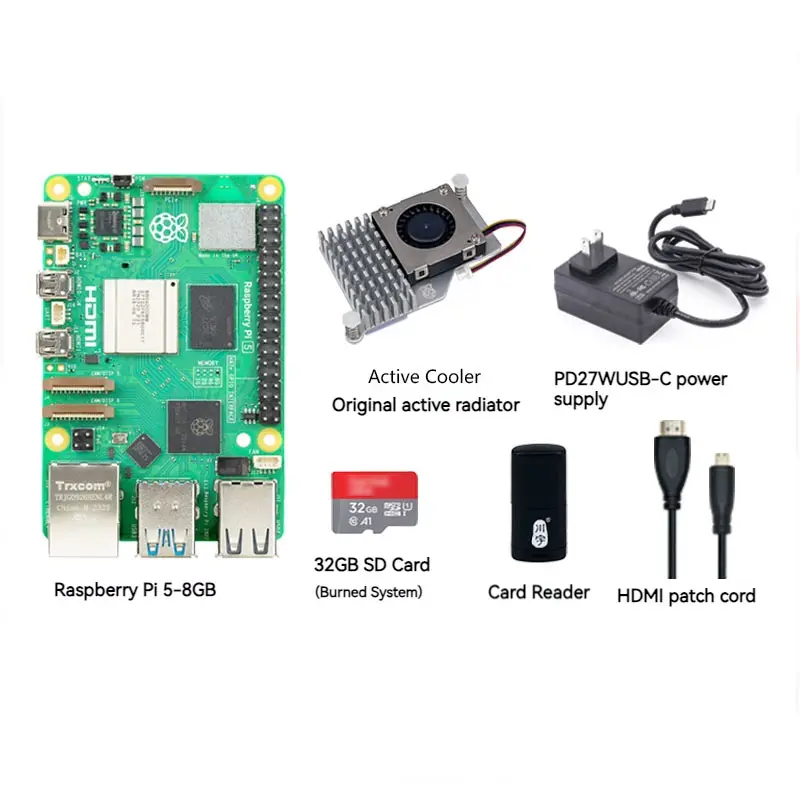 2024 New Raspberry Pi 5 Development Kit Development Board Heat Sink Power Display Camera Starter Kit
