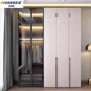 Armadio Moderno Personalizzato per <span class=keywords><strong>Camera</strong></span> <span class=keywords><strong>da</strong></span> <span class=keywords><strong>Letto</strong></span> con Ante in Legno e Vetro, Nuovo Design per Conservazione Vestiti - Product Image 3