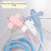 Protector de Cable con Diseño de Ángel, Funda Antienredos para Cable de Carga, Protector de Conector de Cargador de Teléfono, Blanco/Rosa/Negro