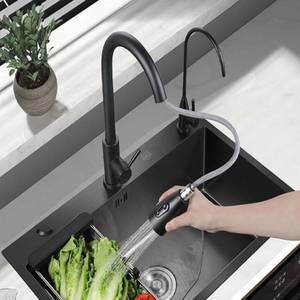 Évier de cuisine intelligent moderne en acier inoxydable 304 noir, soudé, de forme carrée, avec surface nano, adapté à la maison - Product Image 6