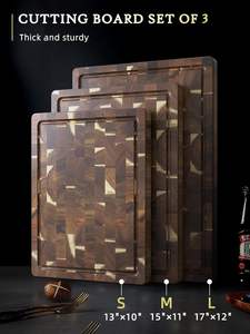 Ensemble de 3 planches à découper en bois d'acacia pré-oléées, extra larges, épaisses, antidérapantes, en bois de grain traversant, pour la préparation des repas en cuisine - Product Image 2
