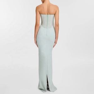 Wholesale Women <strong>Dress</strong> Enchanting Strapless Corset Mint <strong>Dress</strong> with <strong>Floaty</strong> Scarf for High-Profile Events Evening Gown - Product Image 3