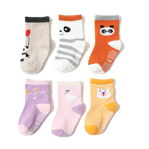 12 Pares/<span class=keywords><strong>set</strong></span> Bonito Do Bebê Meninas Meninos Fantasia Algodão Penteado Crianças Anti-slip Com Aderência Infantil Criança Chão Meias - Product Image 2