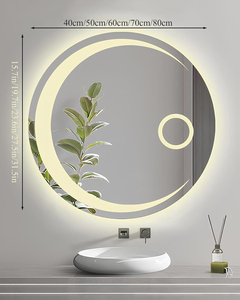 กระจกสะท้อนแสงติดผนังทรงกลมแบบ LED สำหรับห้องน้ำกระจกมีไฟด้านหลังแบบสัมผัสหน้าจอดีไซน์อาร์ตเดคโคอัจฉริยะทันสมัย - Product Image 3