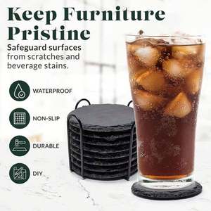 Sous-verres en ardoise personnalisables avec logo gravé, sous-verres pour boissons, cadeau promotionnel en ardoise, sous-verres en ardoise en gros - Product Image 2