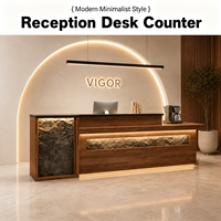 Bureau d'accueil commercial moderne avec décoration en pierre artificielle, idéal pour les projets de hall d'hôtel, prend en charge l'OEM et l'ODM