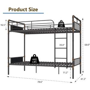 Оптовая Продажа с фабрики, промышленная двухъярусная кровать с двойным верхом, съемная винтажная металлическая и деревянная двуспальная кровать, металлический каркас - Product Image 4