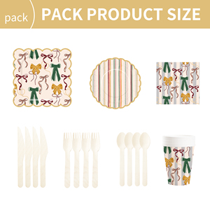 DAMAI - Juego de Vajilla Desechable con Diseño de Nudos para Fiestas, Platos de Papel para Postre, Vasos, Servilletas, Decoración para Fiestas de Niñas - Product Image 6