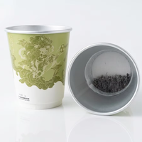 Gobelet en papier à double paroi de 10 oz avec revêtement en aluminium, filtre inférieur, pour thé instantané à préparer soi-même, logo personnalisé, jetable, pour le bureau et les voyages
