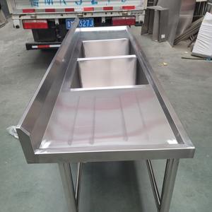 อ่างล้างจานสแตนเลส2ช่องพร้อมกระดานระบายน้ำสำหรับงานอุตสาหกรรมกลางแจ้ง201ห้องครัว - Product Image 5