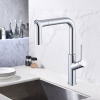 Robinet de cuisine moderne monocommande en laiton brossé avec cartouche céramique, mitigeur chaud/froid avec douchette extractible pour usage domestique