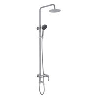 Colonne de douche apparente en cuivre poli à 3 fonctions avec douche pluie, douchette à main et bec de baignoire, avec cartouche céramique