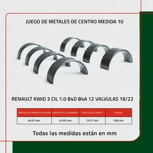 Juego de Cojinetes Centrales 10 Renault Kwid 3cyl 1.0 B4d 19/22 - Product Image 2