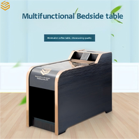 Table basse moderne en bois massif avec porte de rangement et éclairage LED pour le salon