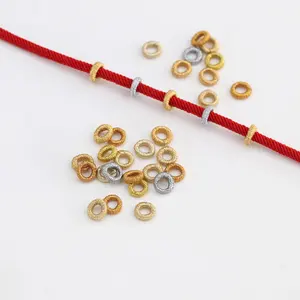 Perline distanziali Color oro XQ1-120 1.2 ~ 5mm accessori per gioielli in Nylon poliestere oro colorato palla braccialetto fatto a mano