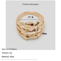 Vintage Strukturierter Vergoldeter Legierungs-Hohlring, Übertriebener Statement-Fingerring für Damen, Stapelbar, Trendig, Elegant, Großhandelsschmuck