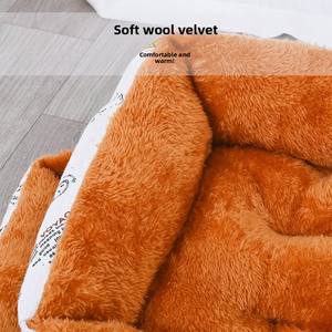 Cama para mascotas de lino y algodón para todas las estaciones, madera/plástico/espuma con patrón de animales, alfombrilla para perros/gatos/sofá para dormir - Product Image 2