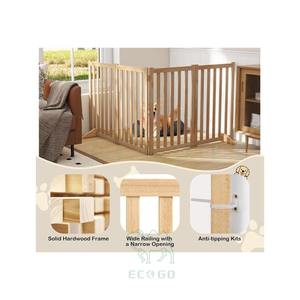 Valla de Seguridad Plegable Sólida para Mascotas, Moderna, Ecológica, de Madera, de 30 Pulgadas de Altura, Independiente, con 2 Patas de Soporte - Product Image 4