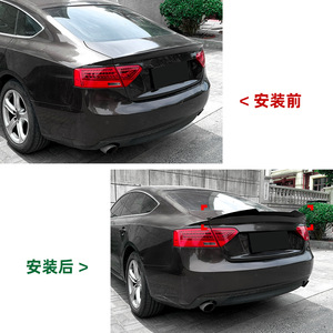 Audi A5 8T 2007-2016 Sportback Rear Spoiler Piano Black Carbon Fiber Texture ABS Wing Shaped Trunk Lid Mount - Product Image 4