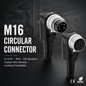 Connecteur Circulaire M16 pour Faisceau de Câbles, <span class=keywords><strong>3</strong></span>/4/5/6/7/8/12 Pôles, Mâle/Femelle, Droit/Angulaire, Raccord Fileté, IP40, Cœur en Cuivre Électronique - Product Image 1