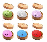 Jouet à presser en forme de boule de pain vapeur souple à remontée lente, ensemble assorti de jouets anti-stress mignons en forme de boule de pain pour le soulagement du stress et la vente en gros