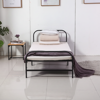 Lit pliant en fer forgé, design moderne et minimaliste, épaissi, portable, à un seul niveau, noir, pour chambres de location et hôpitaux