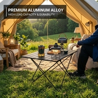 Table de camping pliable rectangulaire en alliage d'aluminium avec logo personnalisé, table portable d'extérieur pour barbecue, pique-nique, parc