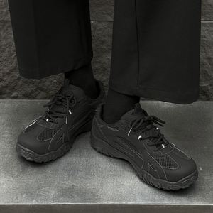 Chaussures décontractées personnalisables en cuir véritable, respirantes, légères, à enfiler, avec semelle épaisse en maille, tendance mode - Product Image 3