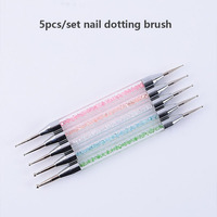 Lot de 5 stylos pinceaux de luxe en métal double embout pour nail art, outils de pointillage de différentes tailles pour usage professionnel