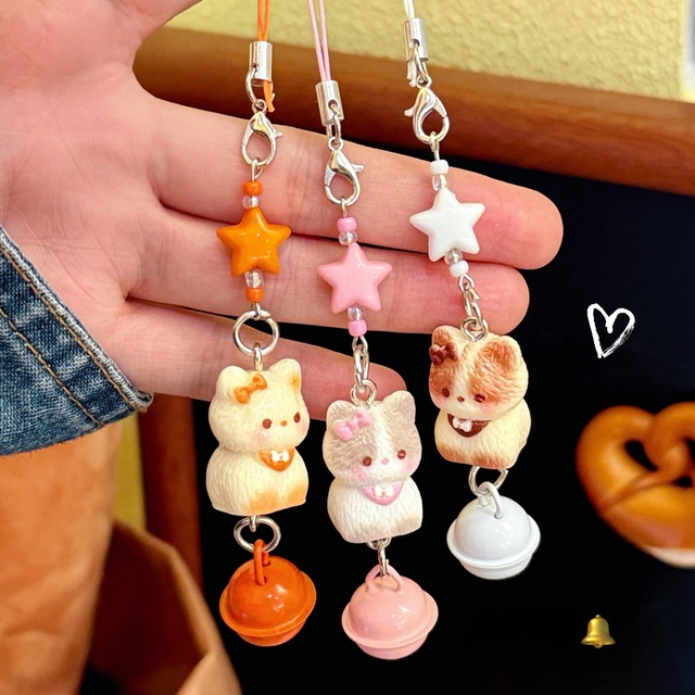 Bell Star Kitten Cat Designer Phone case Charms for Phone case Cat Mobile Phone Charms Wholesale Cell Phone Charm Strap Lanyard