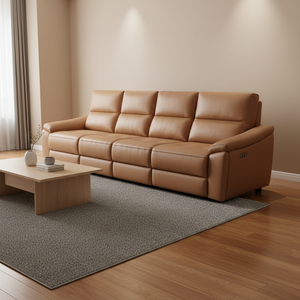 Moderno Conjunto de Sofá de Cuero de Tres Piezas para Sala de Estar, Sofá Reclinable Eléctrico de 3 Motores con Reposabrazos y Portavasos - Product Image 3