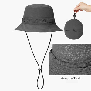 Chapeau de pêcheur pliable personnalisé avec logo, chapeau de randonnée, chapeau de soleil imperméable réglable pour l'extérieur, avec crochet - Product Image 1