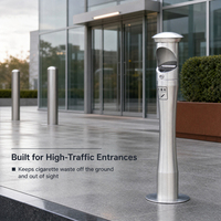 Cendrier extérieur autoportant en acier inoxydable, cendrier verrouillable pour mégots, borne de collecte pour hôtels, bureaux et espaces publics