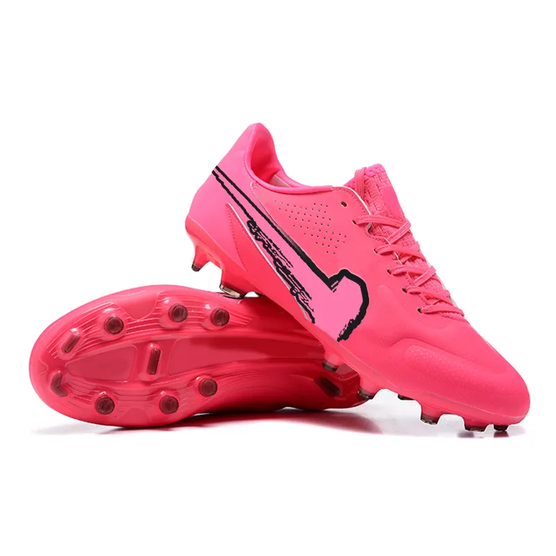 Wholesale in stock Football Shoes high quality cheap scarpe da calcio Soccer Shoes pure pink FG Men Football Soccer Boots