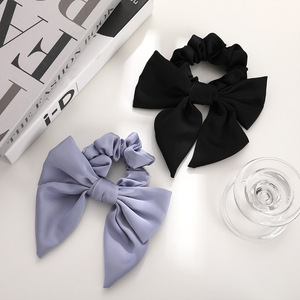 Coleteros de satén con lazo grande francés, coleteros de cinta larga, bandas elásticas para el cabello, accesorios de moda para el cabello para mujer - Product Image 4