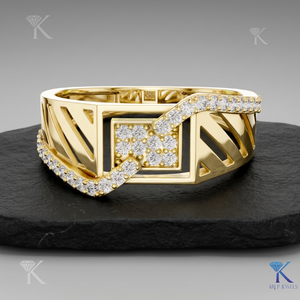Anillo de Diamante Cultivado en Laboratorio, Oro Sólido, Clásico, con Banda de Filigrana, Joyería Fina Hecha a Medida para Mujer, para Fiestas, Bodas, Aniversarios - Product Image 1