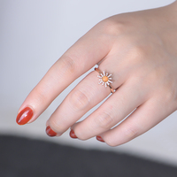 Anneaux pour femmes en argent sterling 925 plaqué or rose avec zircon CZ opale tournesol inspirés de l'usine certifiée FuLsun