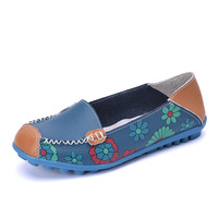 Nouvelles Ballerines d'Automne pour Femmes en Cuir Véritable, Mocassins Imprimés à Enfiler, Loafers Tendance pour Mamans, Stock Direct Transfrontalier