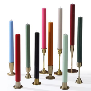 Nordic Style 27cm Vertical Striped Colored Long Stick Smokeless Wedding <b>Candles</b> Holiday Table Atmosphere Decoration - Product Image 4