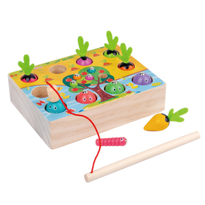 Parent Child Puzzle Interactive Toys Made of Pine Wood Three in One Wooden Fishing Insect <strong>Catching</strong> <strong>and</strong> Radish <strong>Pulling</strong> Kids Toys - Product Image 1
