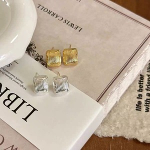 S925 Sterling <b>Silver</b> Geometric Square <b>Stud</b> Earrings For Women Everyday Wear - Product Image 4