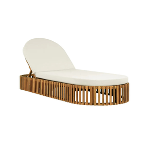 Chaise longue moderne en teck pour extérieur avec dossier réglable et coussin, idéale pour le bord de la piscine, la terrasse, le jardin ou la station balnéaire - Product Image 4