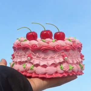 Handmade Plastic Lovely Eco Friendly Heart Shape Cake Jewelry Pink Cherry Decorative Trinket Storage Case Cream Faux Food <b>Box</b> - Product Image 5